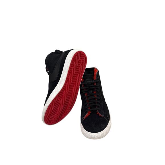 Nike Shoes Nike Blazer Mid Premium Black Suede Red Lined Size Women's 7 - Picture 3 of 5